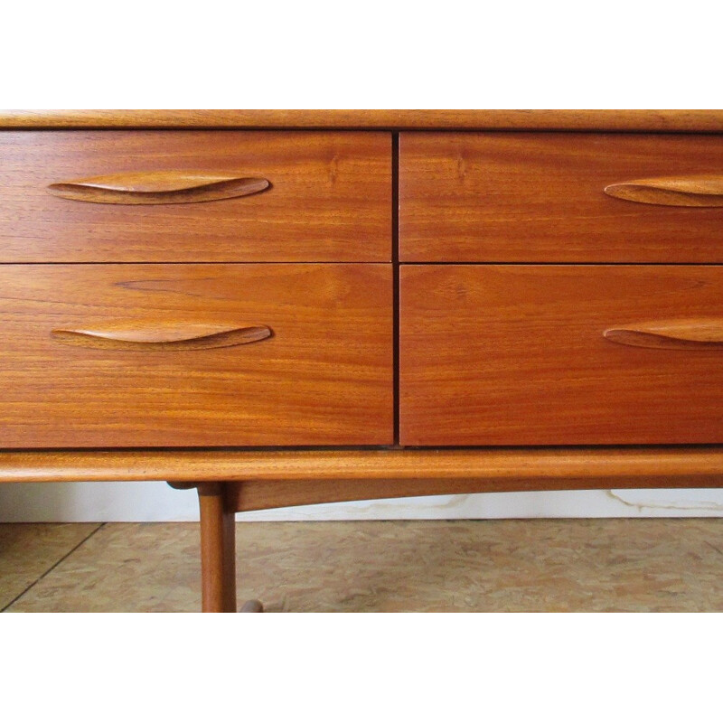 Long vintage teak chest of drawers by F.Guille - 1960s