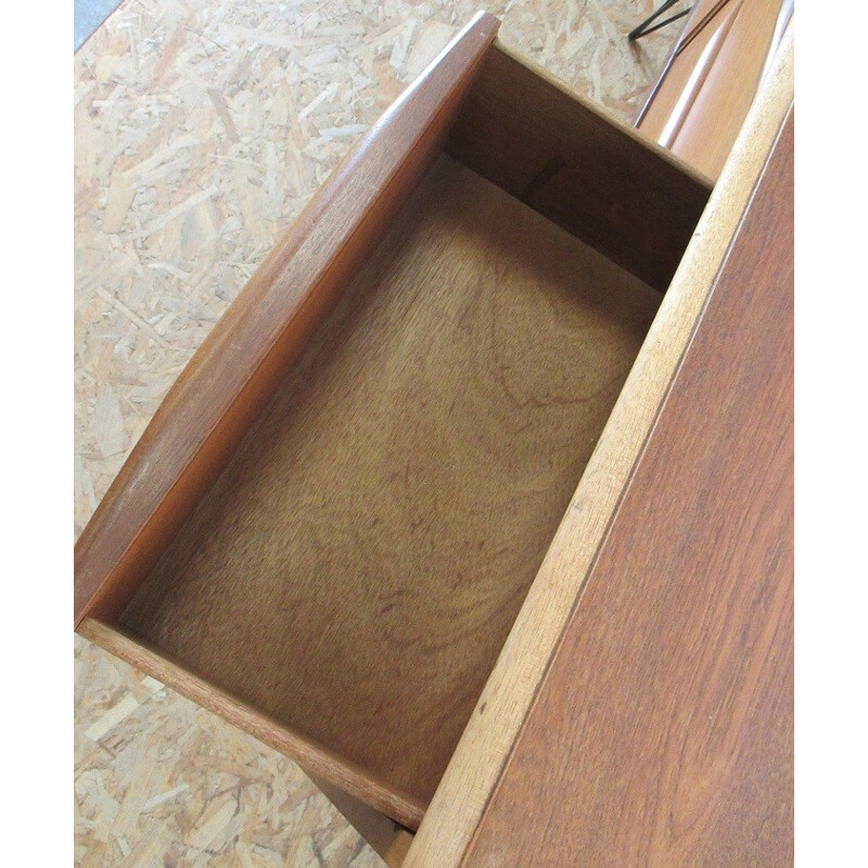 Vintage long chest of 6 drawers made of teak - 1960s