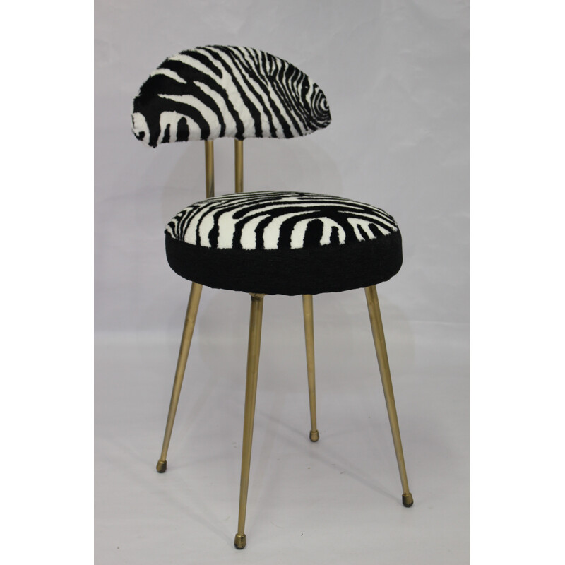 Vintage french "Zebra" fur chair - 1970s