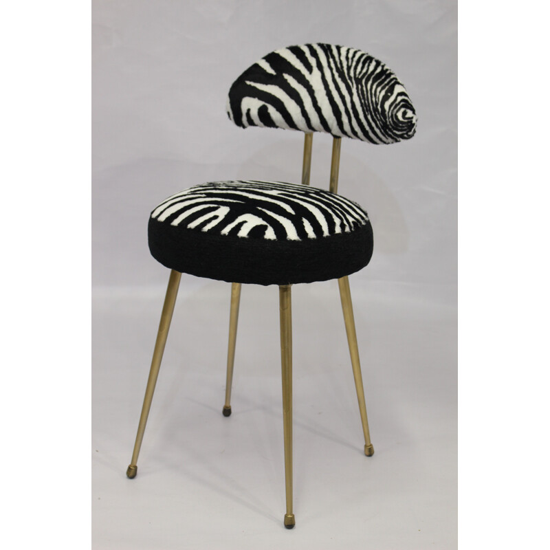 Vintage french "Zebra" fur chair - 1970s