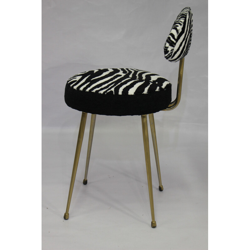Vintage french "Zebra" fur chair - 1970s