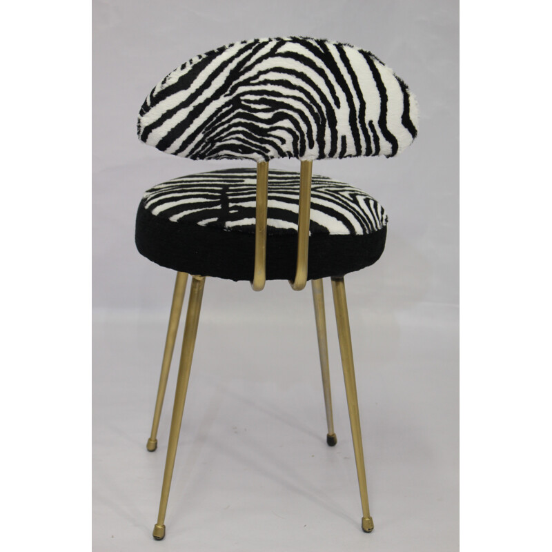 Vintage french "Zebra" fur chair - 1970s