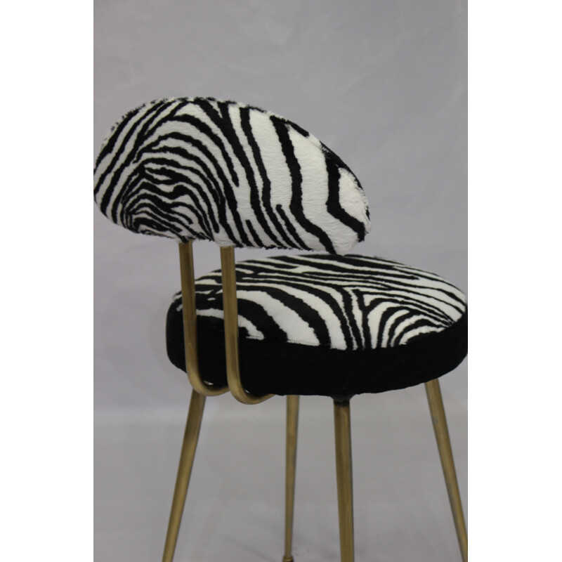 Vintage french "Zebra" fur chair - 1970s