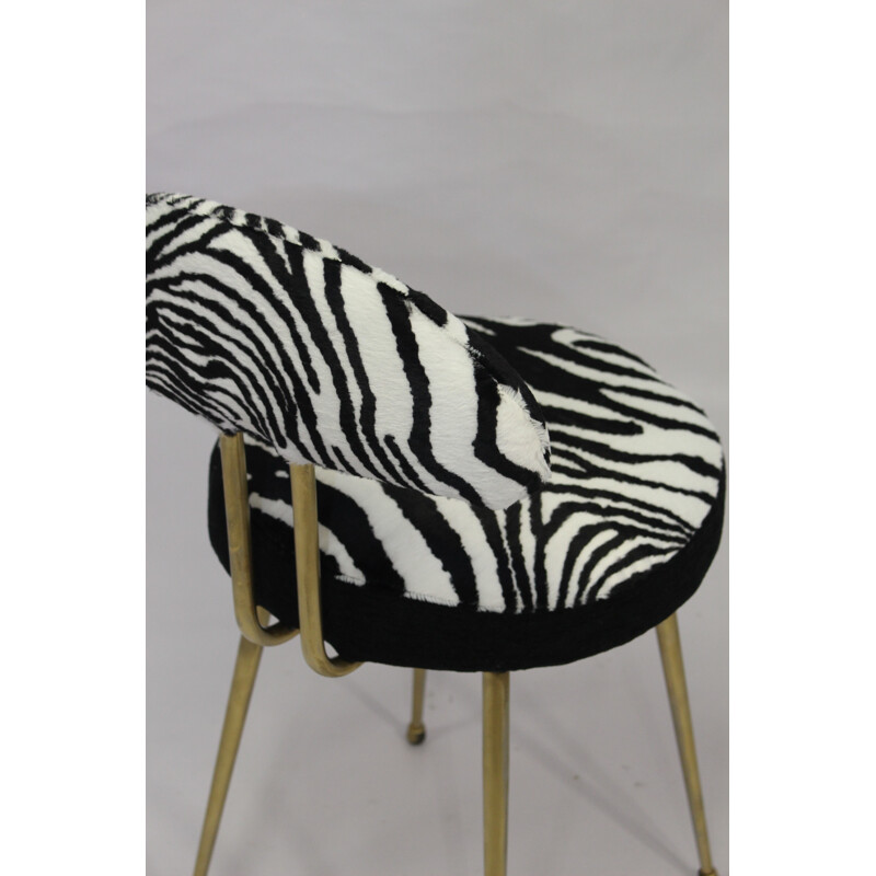 Vintage french "Zebra" fur chair - 1970s