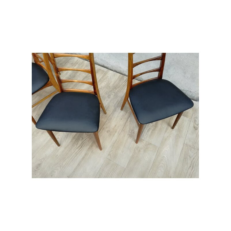 Set van 4 vintage stoelen "Liz" in rozenhout door Niels Koefoed voor Koefoeds Mobelfabrik, Denemarken 1960