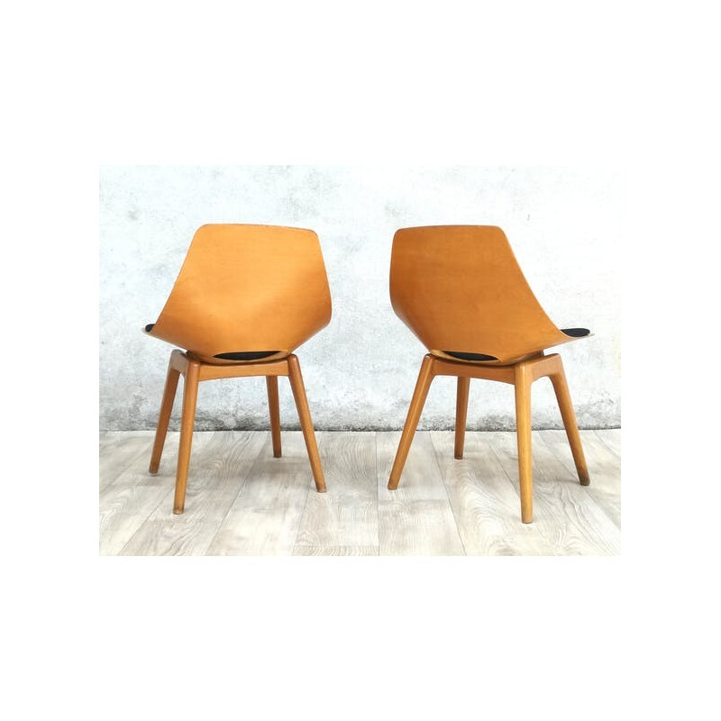 Pair of Vintage Barrel Chairs by Pierre Guariche for Steiner - 1950s