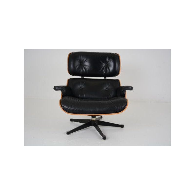 Vintage black lounge chair and rosewood by Charles Eames for Herman Miller - 1970s