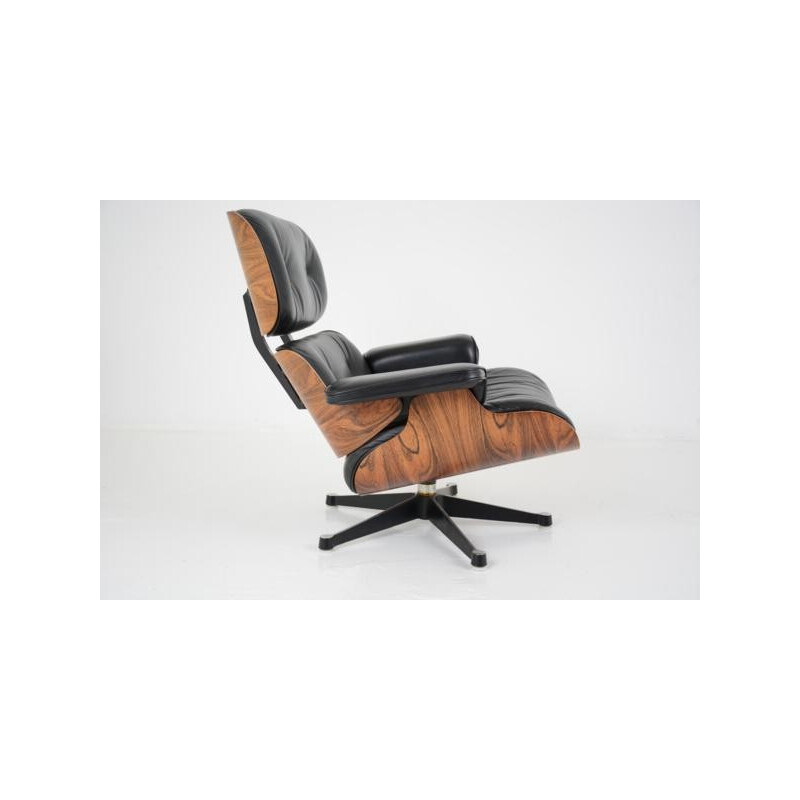 Vintage black lounge chair and rosewood by Charles Eames for Herman Miller - 1970s