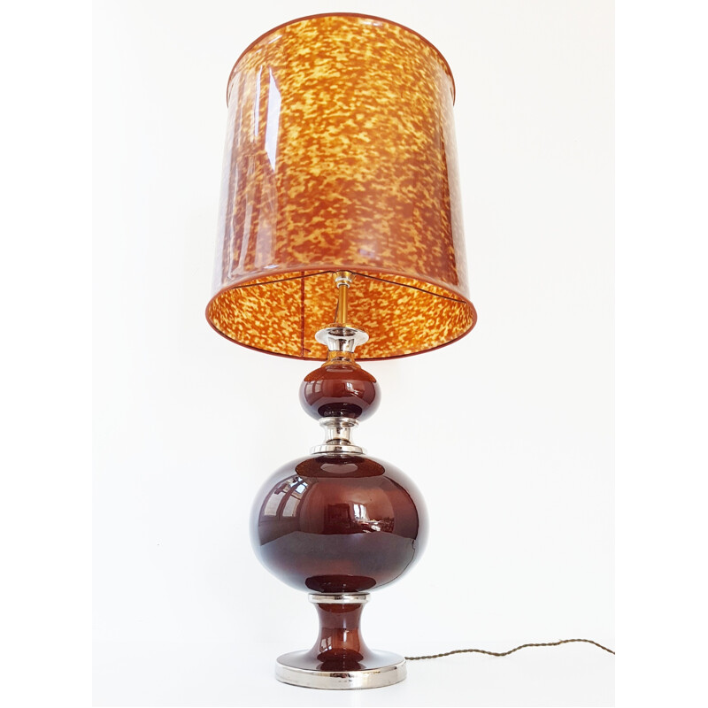 Lampe de table vintage en céramique et chrome - 1970