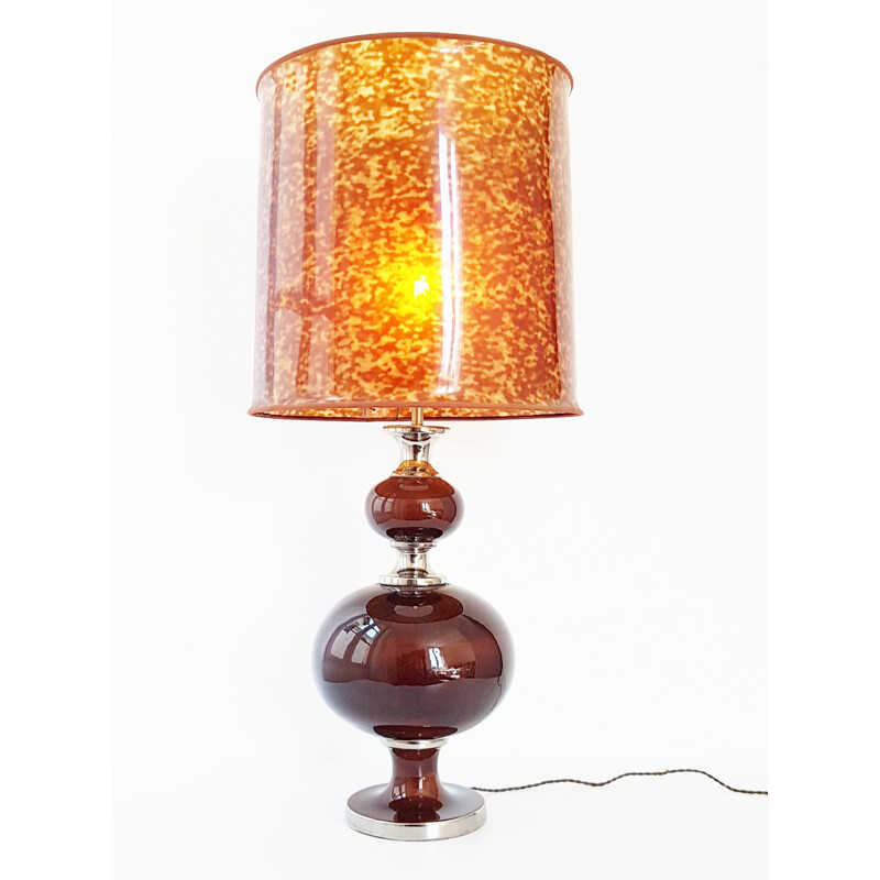 Vintage table lamp in ceramic et chrome - 1970s