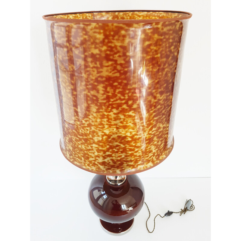 Vintage table lamp in ceramic et chrome - 1970s