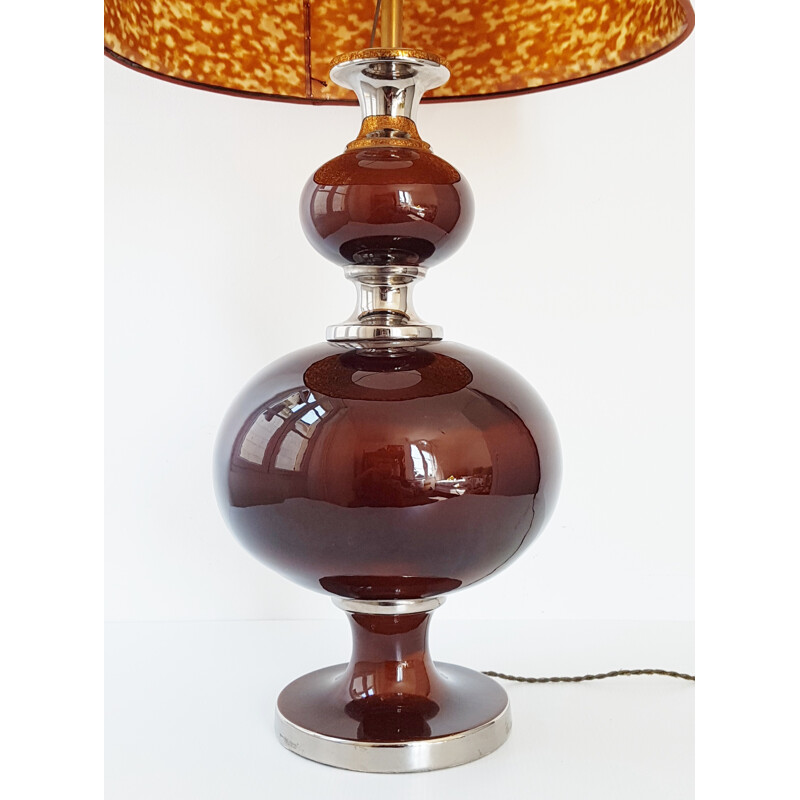 Vintage table lamp in ceramic et chrome - 1970s