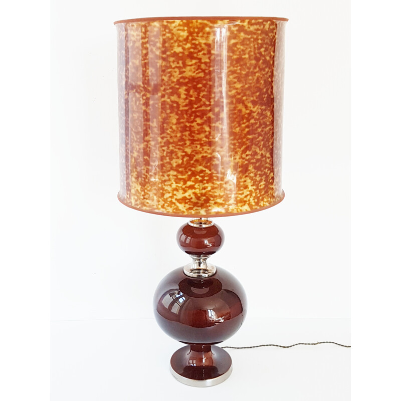 Vintage table lamp in ceramic et chrome - 1970s