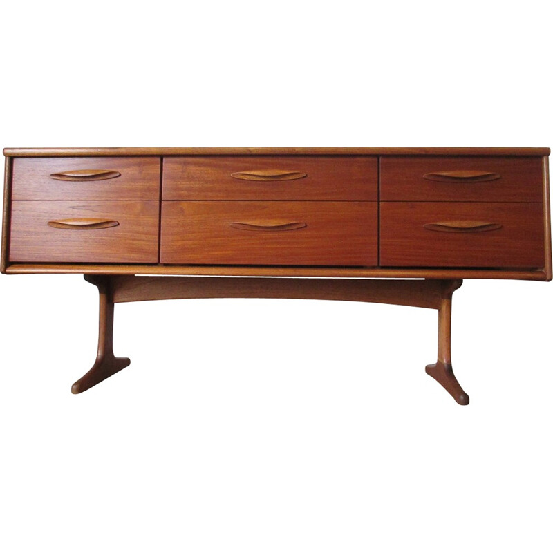 Long vintage teak chest of drawers by F.Guille - 1960s