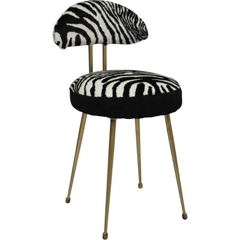 Vintage french "Zebra" fur chair - 1970s