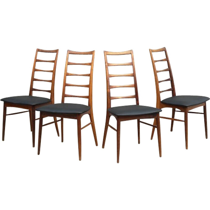 Ensemble de 4 chaises vintage "Liz" en palissandre par Niels Koefoed pour Koefoeds Mobelfabrik, Danemark 1960