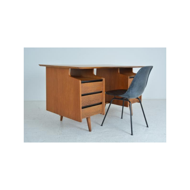 Bureau français vintage en chêne de Jacques Hauville - 1950