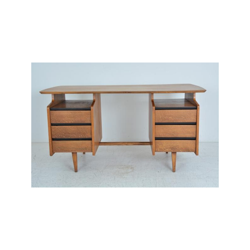 Bureau français vintage en chêne de Jacques Hauville - 1950