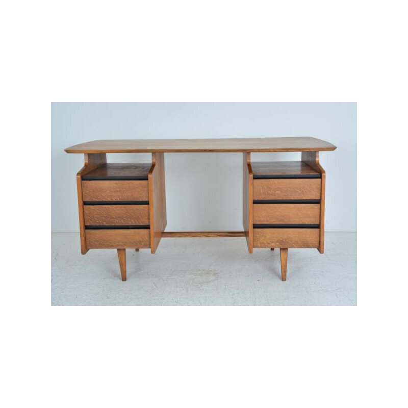 French vintage free form desk in oak by Jacques Hauville - 1950s