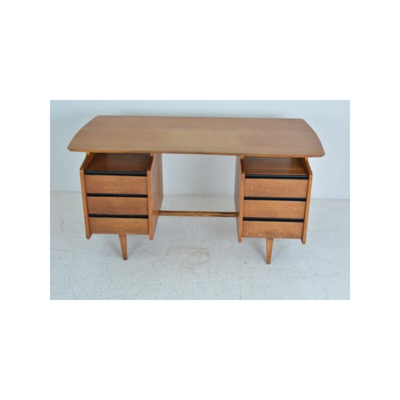 French vintage free form desk in oak by Jacques Hauville - 1950s