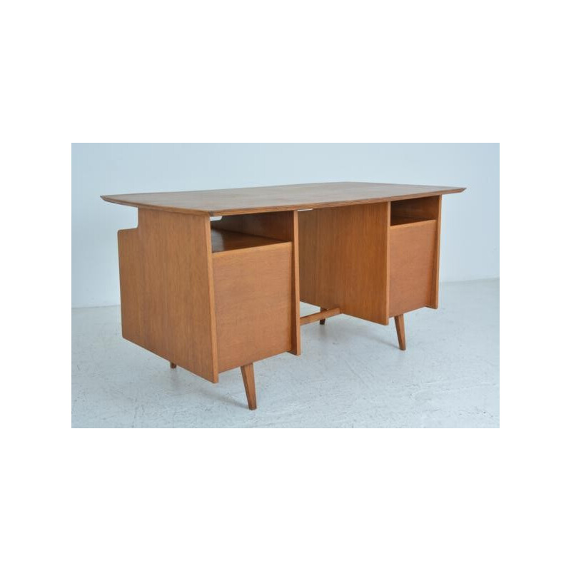 French vintage free form desk in oak by Jacques Hauville - 1950s