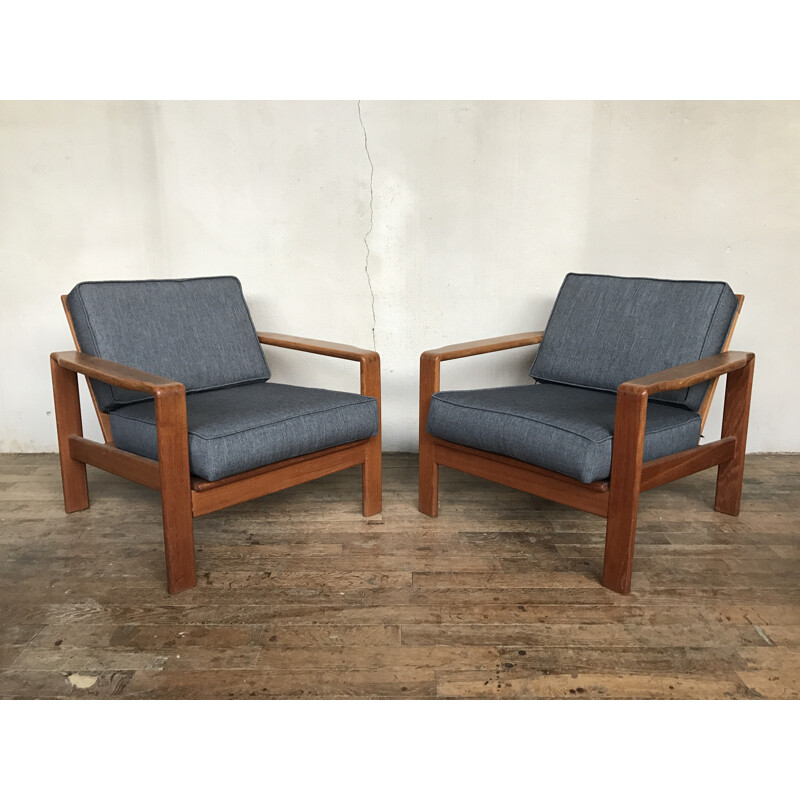 Suite de 2 fauteuils vintage scandinave en teck - 1960