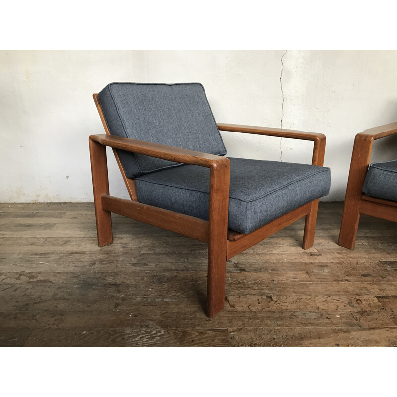 Set of 2 vintage scandinavian armchairs in teak - 1960s