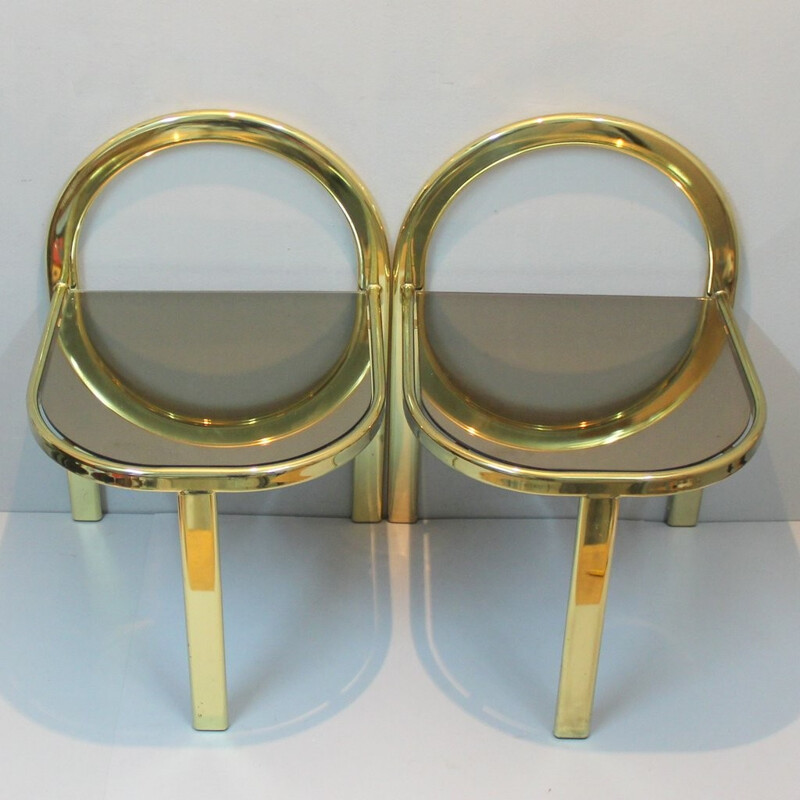 Pair of vintage Hollywood Regency tables - 1970s