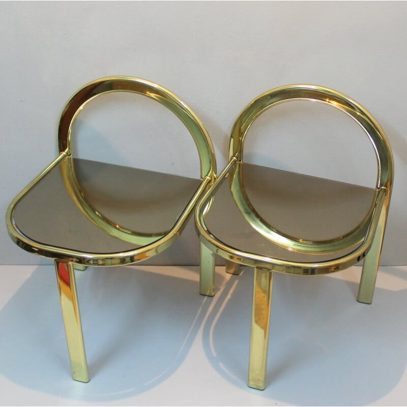 Pair of vintage Hollywood Regency tables - 1970s