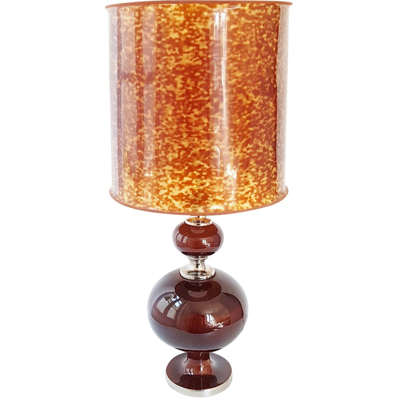 Vintage table lamp in ceramic et chrome - 1970s