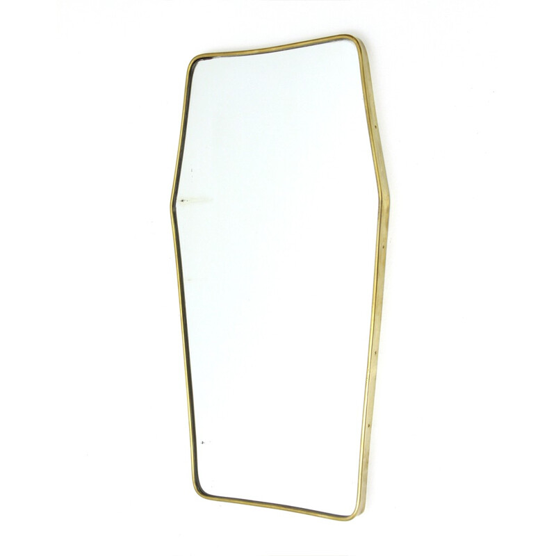 Italian Vintage Wood and brass frame mirror - 1950s