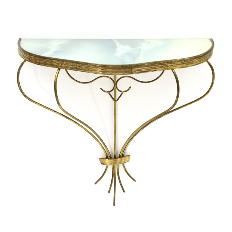 Italian brass Vintage console and mirror - 1950s