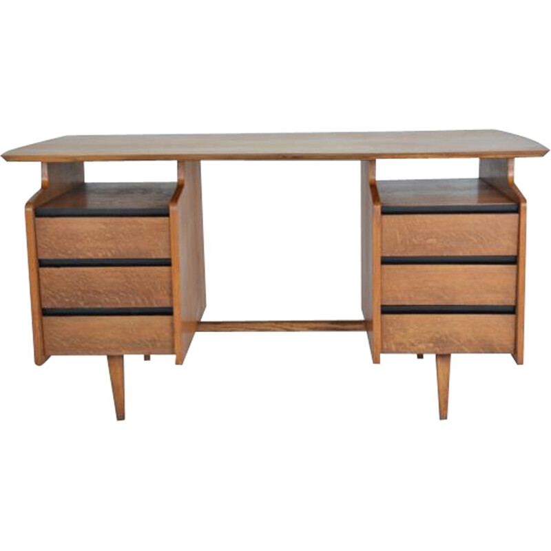 French vintage free form desk in oak by Jacques Hauville - 1950s