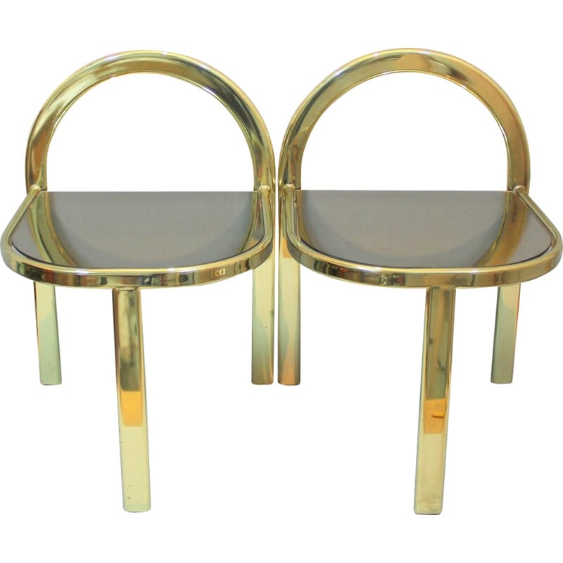 Pair of vintage Hollywood Regency tables - 1970s