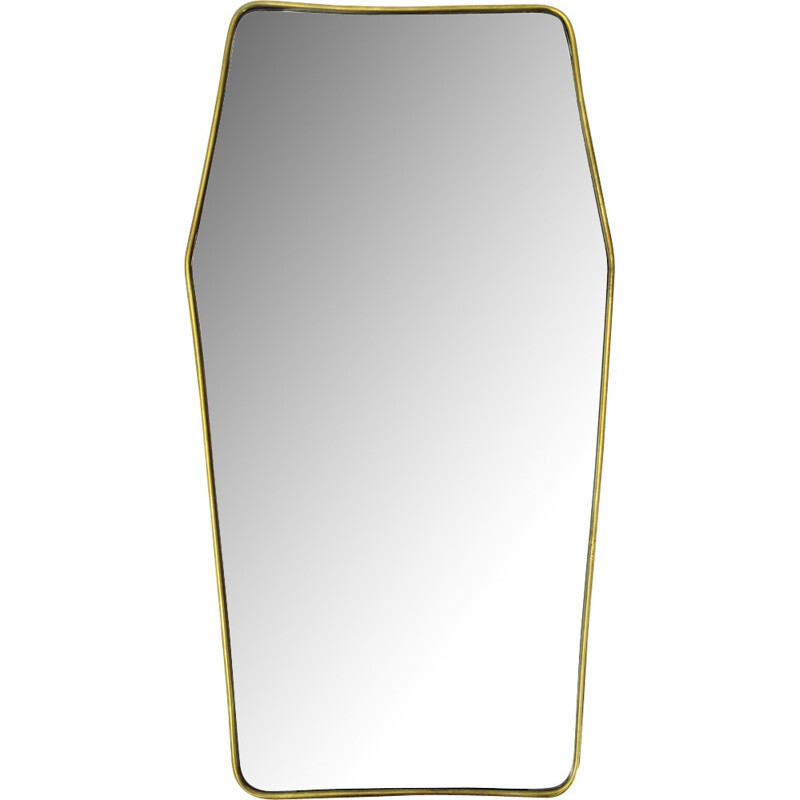 Italian Vintage Wood and brass frame mirror - 1950s