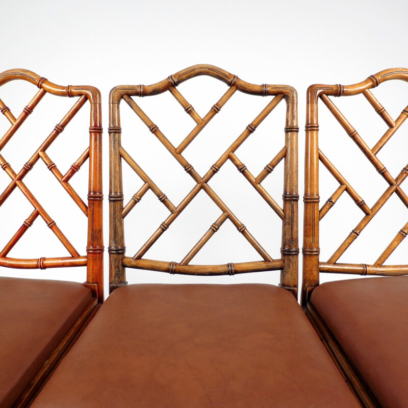 Set of 6 faux bamboo dining chairs - 1970s