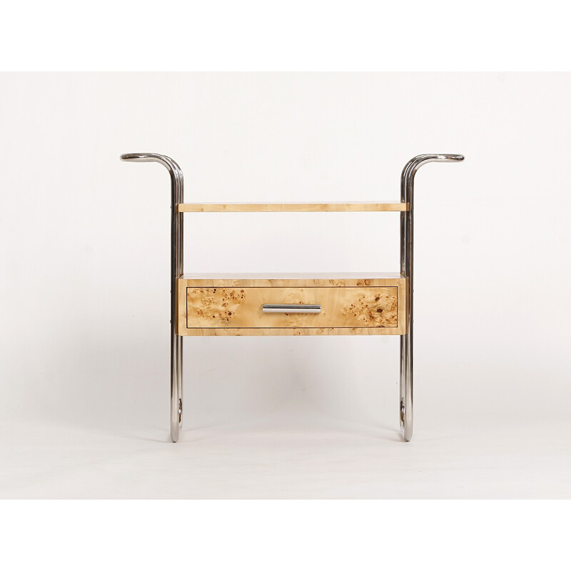 Table Console Vintage Plaquée en Bouleau - 1950