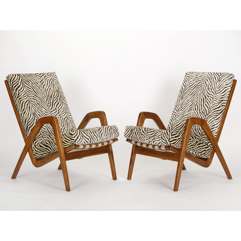 Set of 2 Vintge Lounge Chairs with cocnut fiber - 1950s