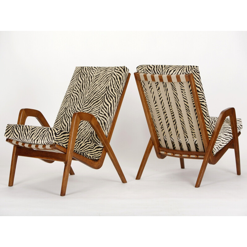 Set of 2 Vintge Lounge Chairs with cocnut fiber - 1950s