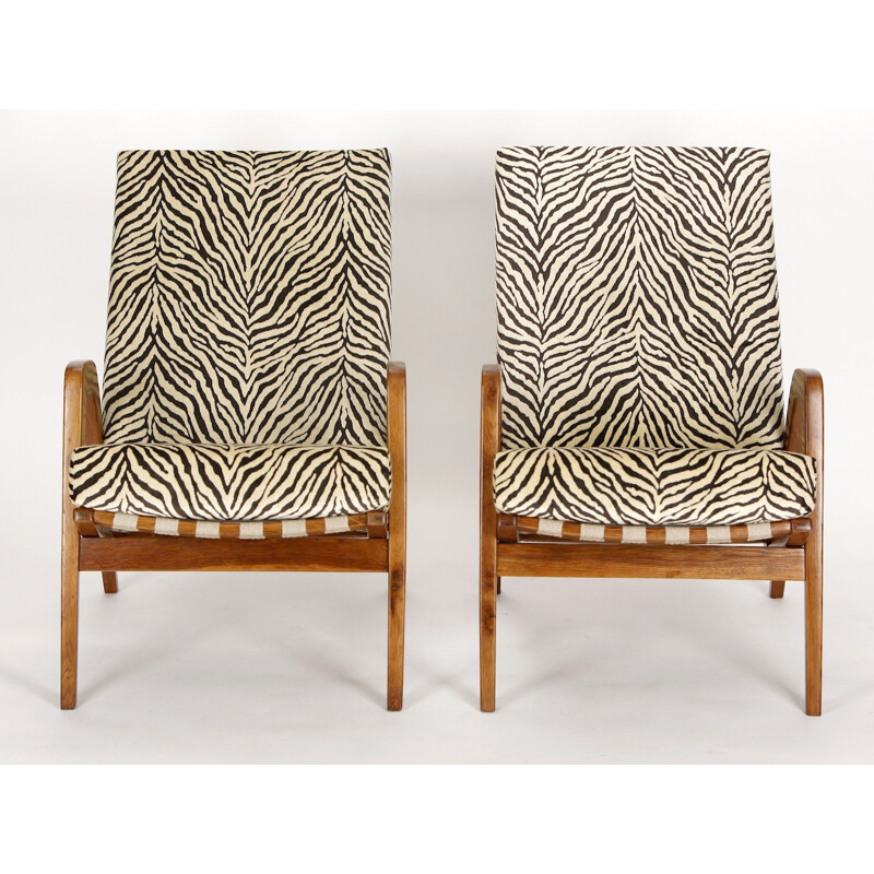 Set of 2 Vintge Lounge Chairs with cocnut fiber - 1950s