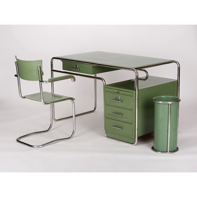 Vintage Desk Set with steel tube by Antonin Samal - 1930s