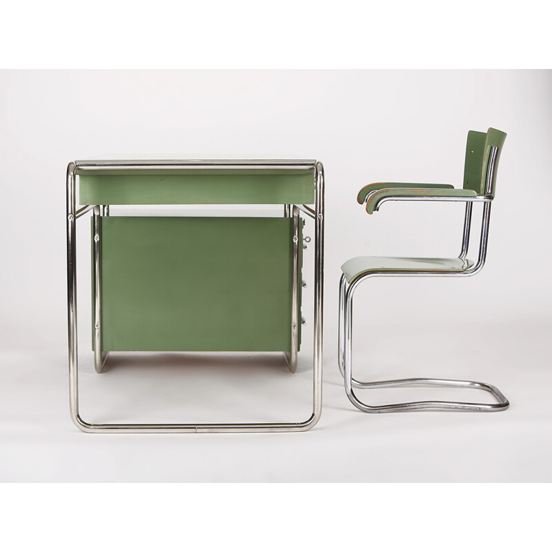 Vintage Desk Set with steel tube by Antonin Samal - 1930s