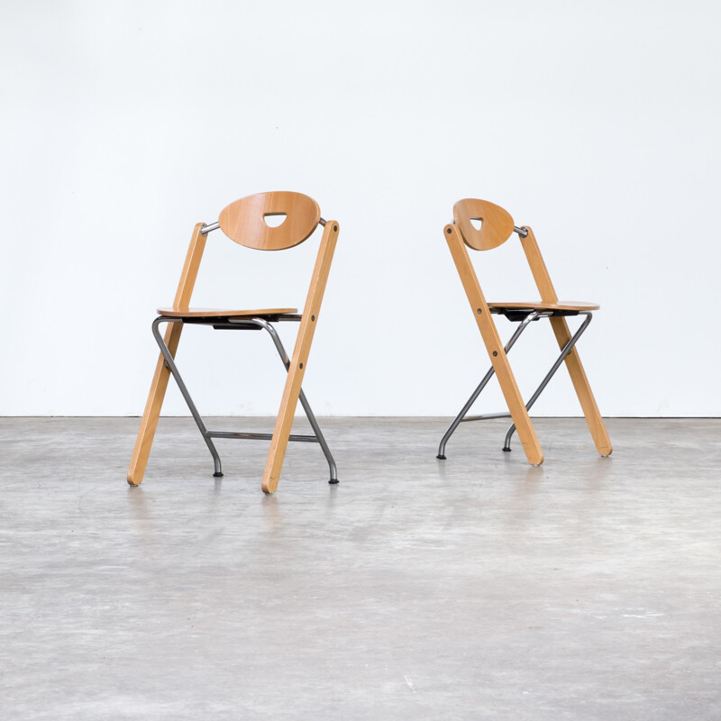 Set of 2 folding chairs by Ruud Jan Kokke for Kembo - 1980s