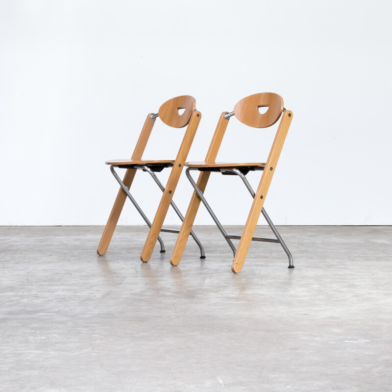 Set of 2 folding chairs by Ruud Jan Kokke for Kembo - 1980s