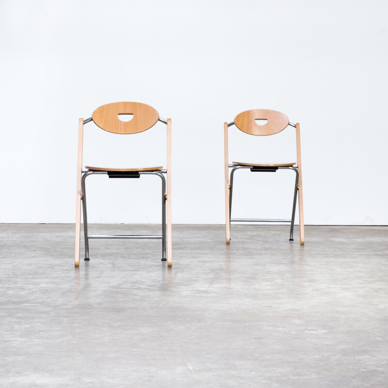 Set of 2 folding chairs by Ruud Jan Kokke for Kembo - 1980s