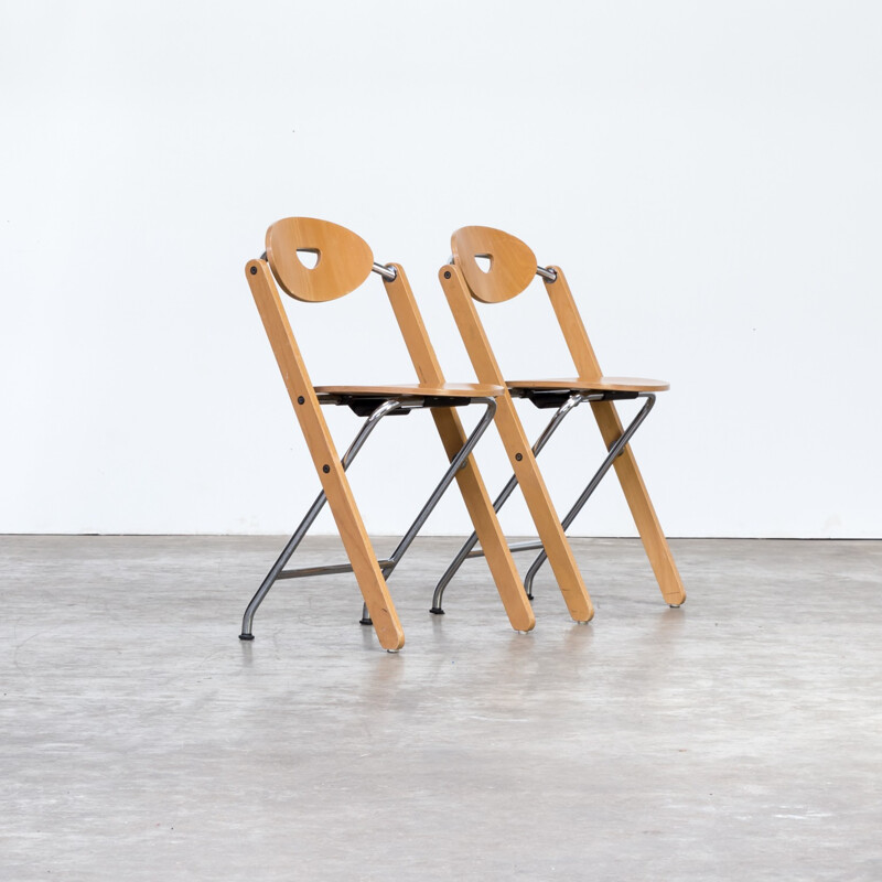 Set of 2 folding chairs by Ruud Jan Kokke for Kembo - 1980s