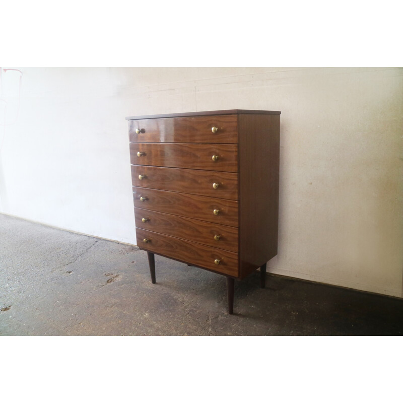 Vintage english tall chest of drawers by Schreiber - 1970s