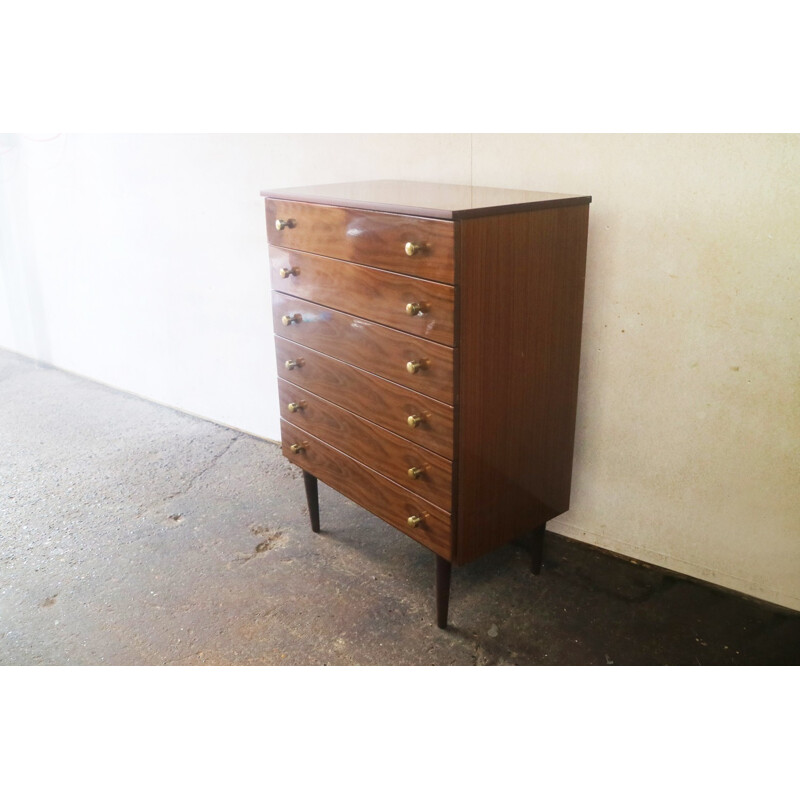 Vintage english tall chest of drawers by Schreiber - 1970s