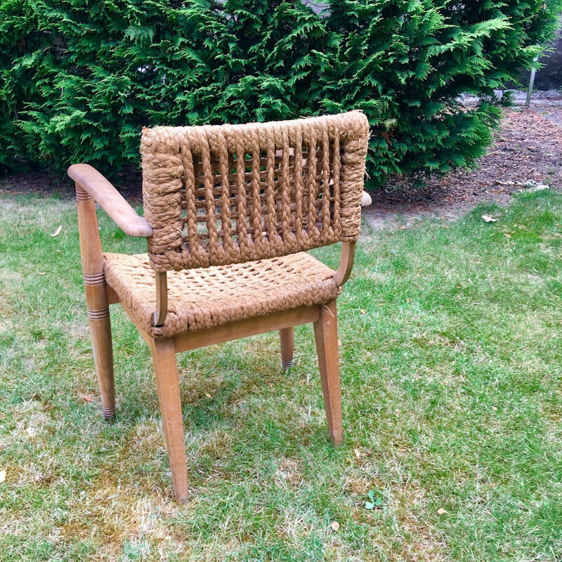 Vintage armchair in rope for Maison Vibot - 1950