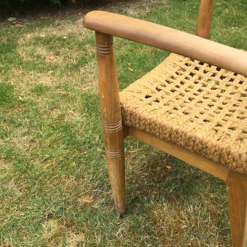 Vintage armchair in rope for Maison Vibot - 1950